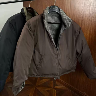 【香港·尊荣定制】双面穿羽绒服男冬季高级感哈灵顿短款棉服