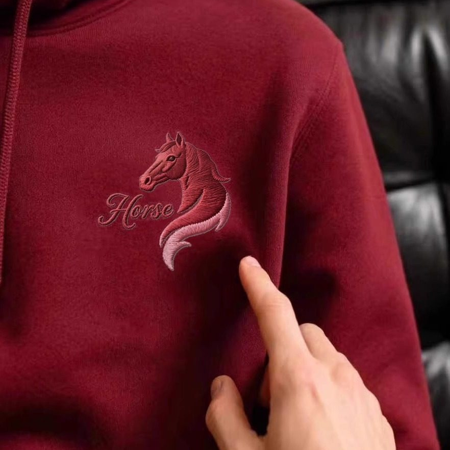 【香港&潮牌专柜正品】中国风刺绣马年本命年连帽卫衣男红色潮牌