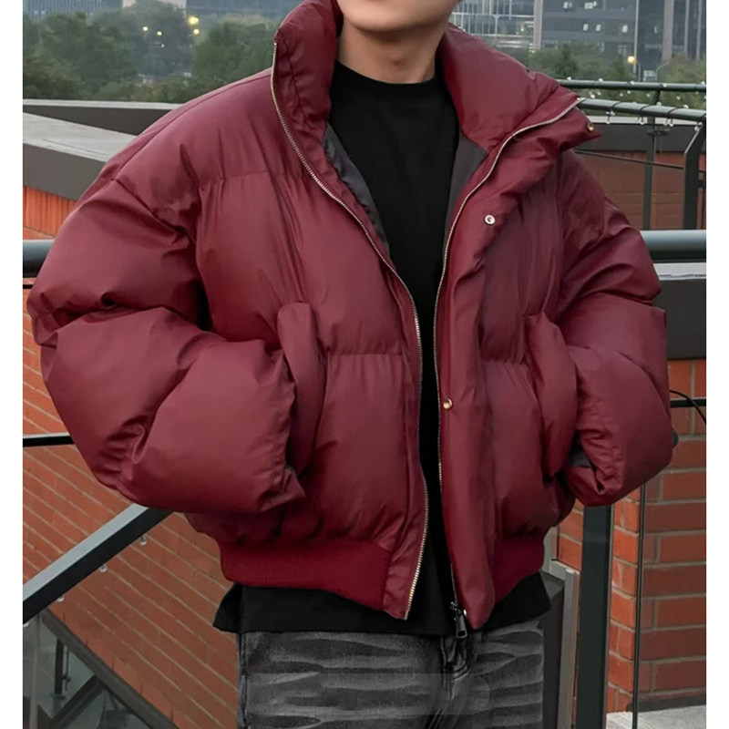 【香港奢品高定】红色短款羽绒服冬季穿搭高级感外套男生美式立领
