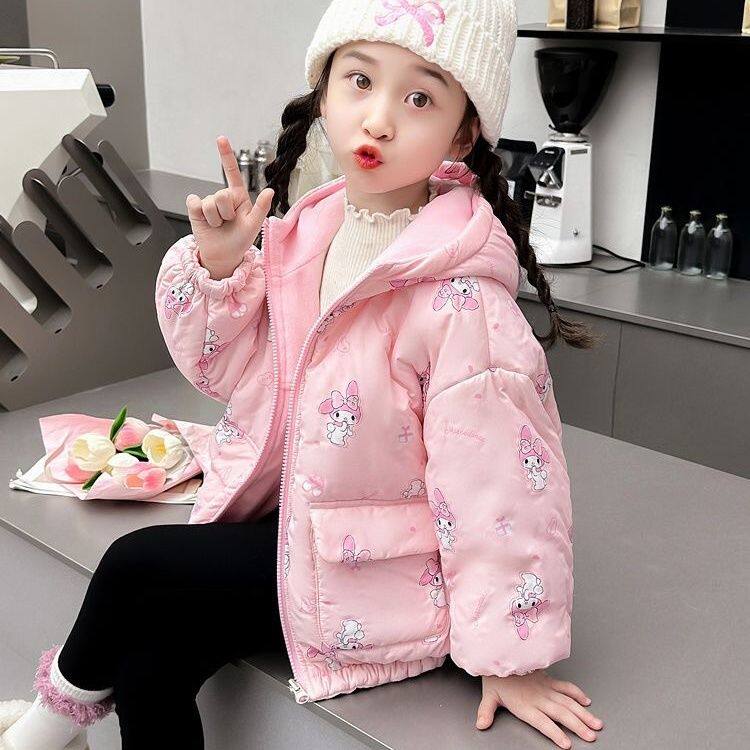 女童冬季棉服双面穿轻薄棉袄外套小女孩加绒洋气保暖美乐蒂棉服