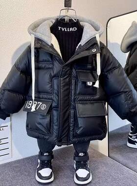 男童羽绒棉服2025冬装韩版帅气加绒加厚中大童棉衣儿童棉外套爆款