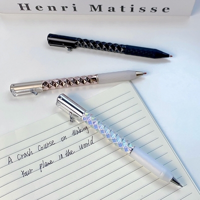 菱动几何变形笔解压强迫症按动菱形高颜值黑色中性笔速干刷题笔