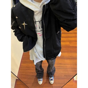 美式复古街头飞行员夹克棒球服男女潮牌宽松小众百搭休闲工装外套