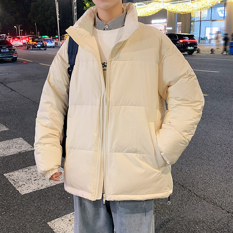 冬季短款白色羽绒服男2025新款加厚保暖情侣宽松潮牌立领冬装外套