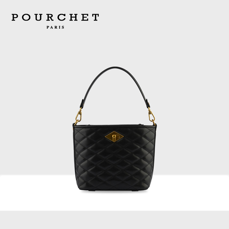 POURCHET/宝榭法国原创 OPERA 菱格流浪包女士手拎单肩垃圾袋包