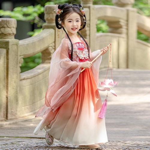 女童汉服2025新款儿童超仙长袖古装秋季襦裙春秋洋装唐装两件套