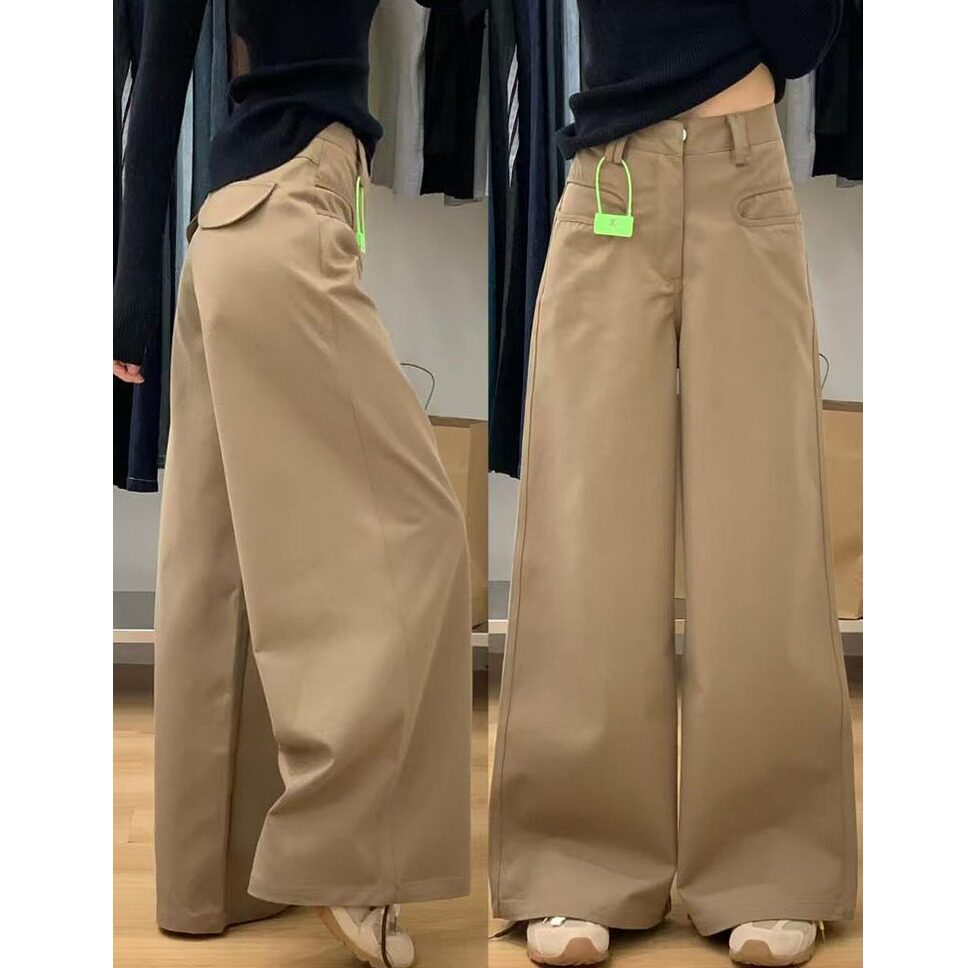 韩版宽松阔腿拖地牛仔裤女春夏