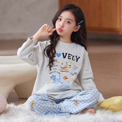 女童睡衣秋季儿童纯棉全棉长袖薄款女孩大童春秋款家居服套装新款 — 3