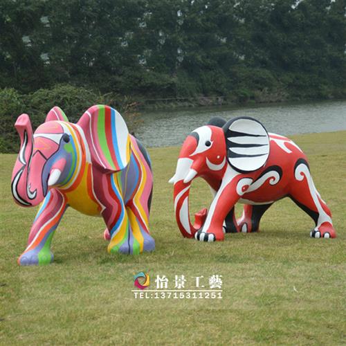 户外园林仿大象雕塑玻璃钢雕塑主题商场美陈摆件