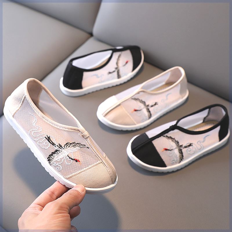 老北京布鞋儿童绣花鞋男童汉服鞋子中国风表演出网纱古装夏季凉鞋