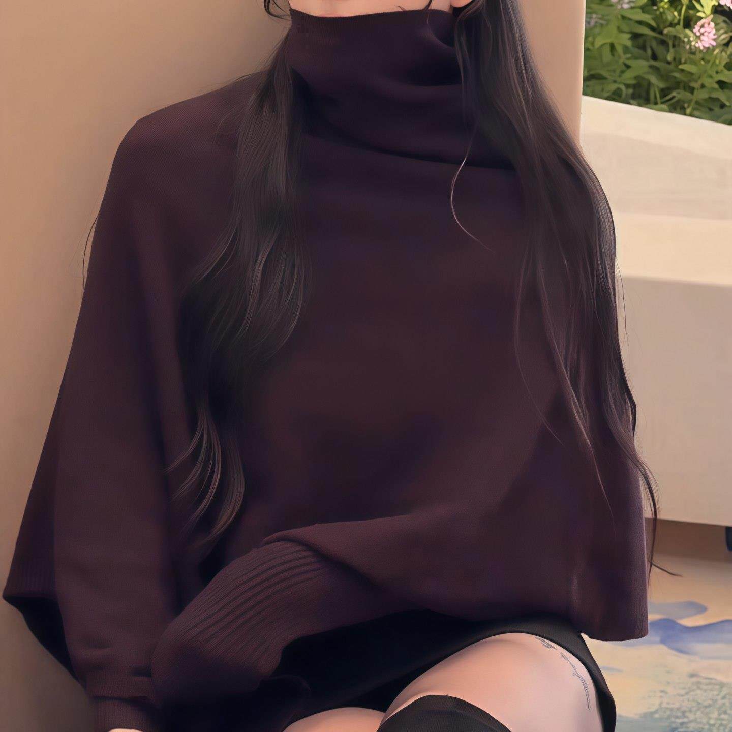JOYIASS高领针织斗篷女2025新款秋季不规则小众蝙蝠袖套头围脖披