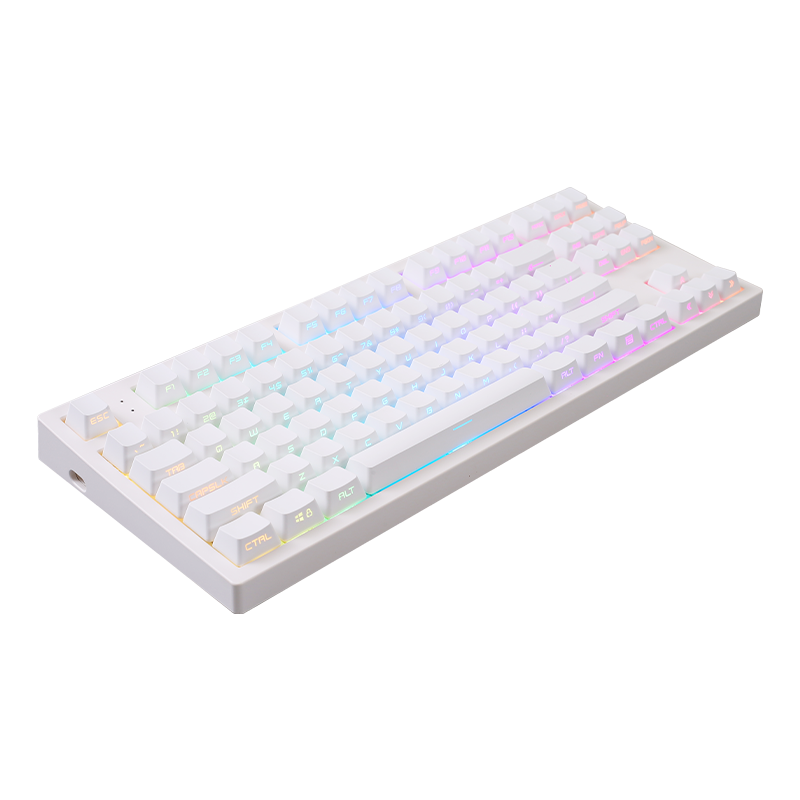 腹灵MK870 纯白侧刻 机械键盘 有线无线蓝牙客制化电竞办公静音轴