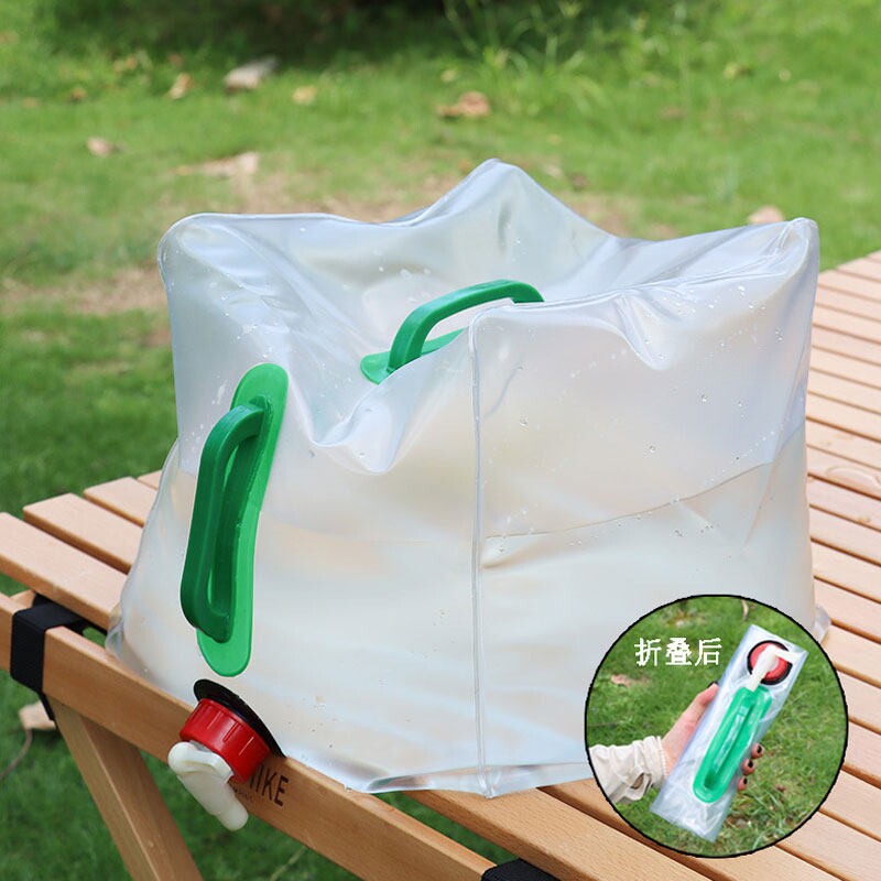 户外露营20L可折叠水袋大容量便携应急水桶手提带水龙头 车载蓄水