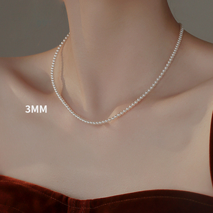 小米珠珍珠女极细珍珠项链3mm小珍珠项链珍珠颈链珍珠锁骨链饰品