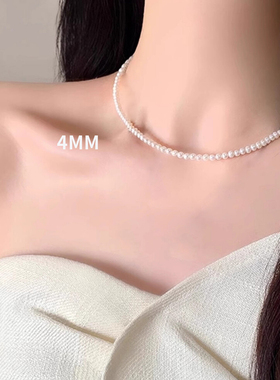 4mm小米珠珍珠女极细珍珠项链