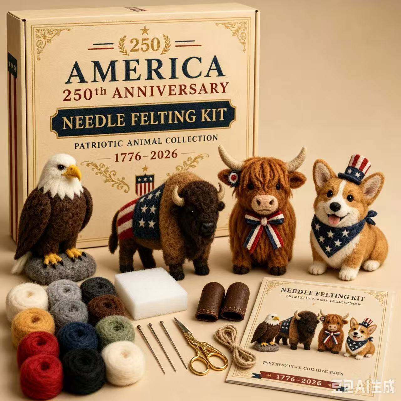 新品250th Needle Felting Kit羊毛戳戳乐针刺材料包DIY套装