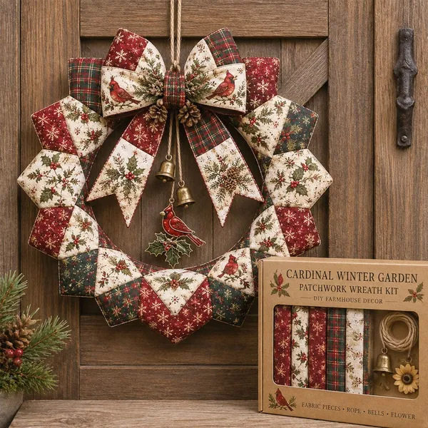 创意Christmas DIY Patchwork Wreath Kit 圣诞拼布花环DIY套件