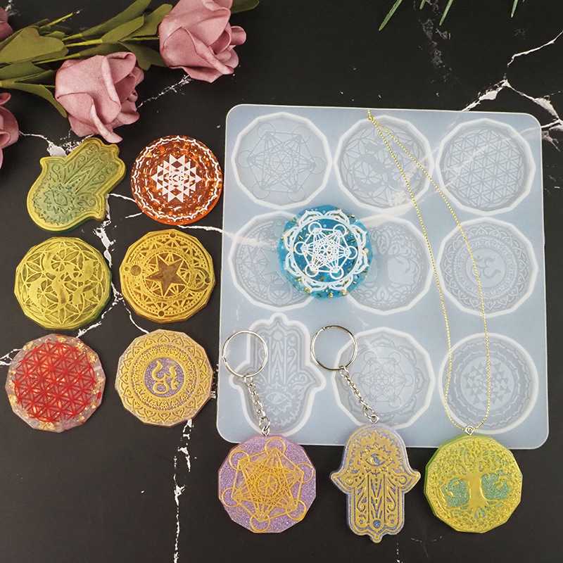 diy水晶滴胶模具环氧树脂钥匙扣项链饰品摆件手工镜面硅胶模具
