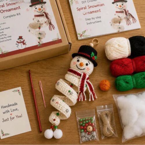 新品 Crochet Snowman Door Hanger 圣诞DIY手工钩织雪人悬挂装饰