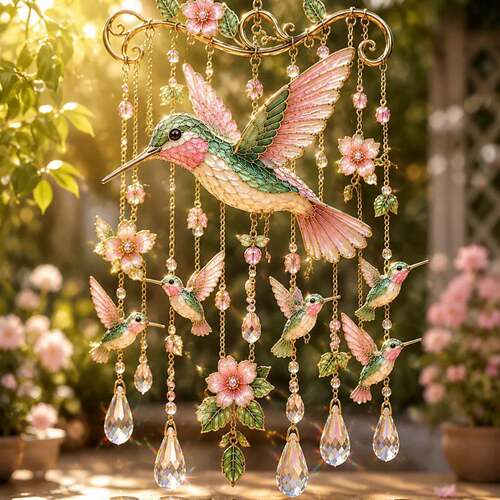 Graceful Hummingbird Wind Chime优雅蜂鸟风铃户外花园风铃