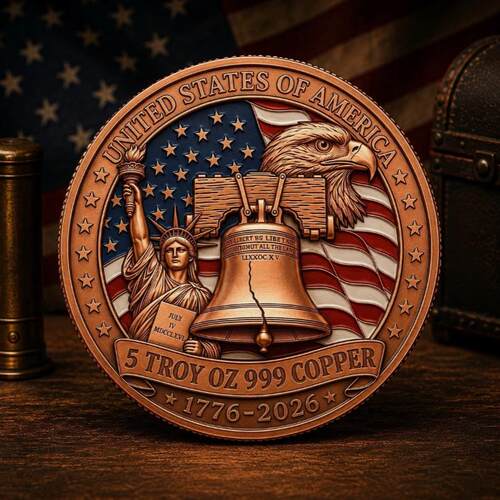 亚马逊式新可爱5 Ounce High Relief Copper周年纪念挂件