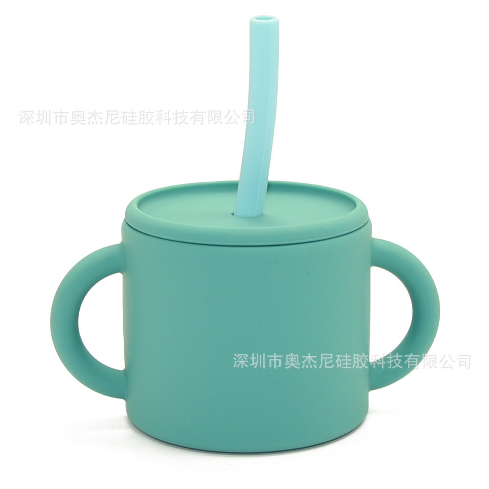 跨境现货硅胶学饮杯0-3岁婴儿喝水杯子儿童耐高温大容量吸管水杯,婴童用品,儿童水杯,淘宝优惠券,粉丝福利购,淘宝优惠卷