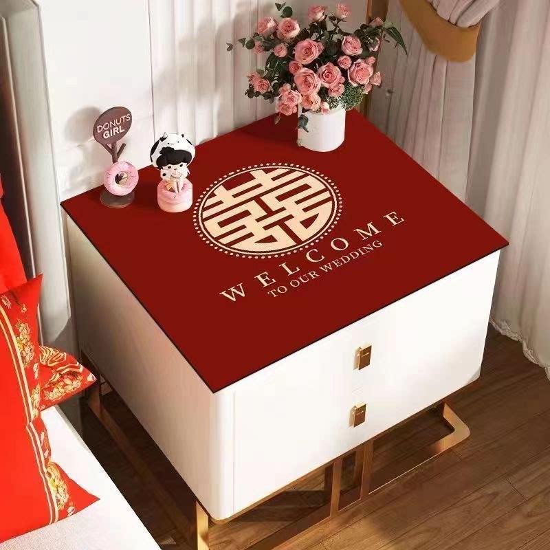 新款结婚床柜红色喜字硅藻防滑装饰喜庆桌垫吸水免洗可擦垫子桌布