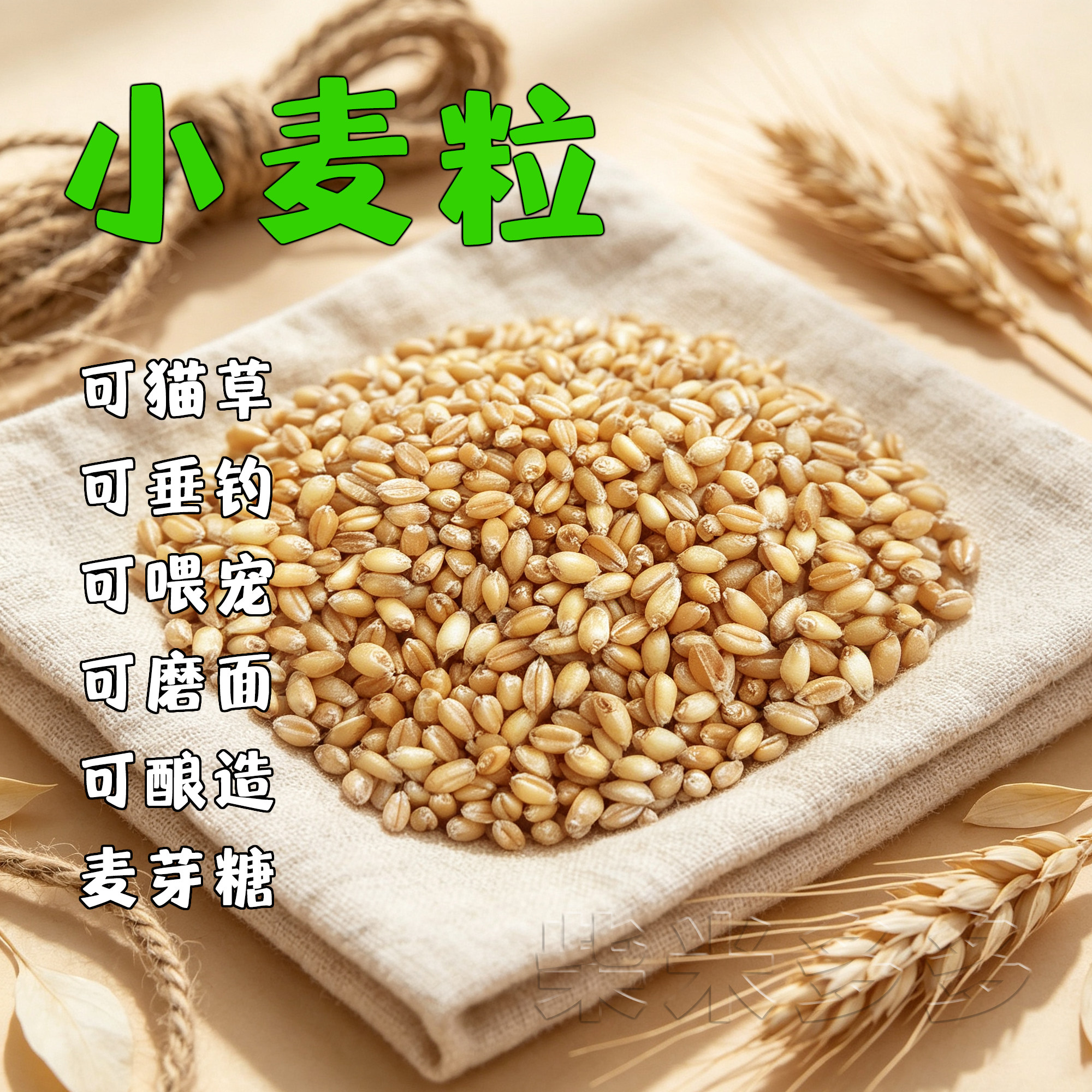 小麦粒猫草发芽麦芽糖钓鱼饵酿酒醋带皮麦子磨面喂鸽鸡鸟粮食饲料图片