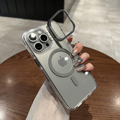 umj适用于iphone17pro手机壳隐形镜头支架16pm加厚防摔15proMax苹果15磁吸充电14pm新款 透明13全包保护套男女