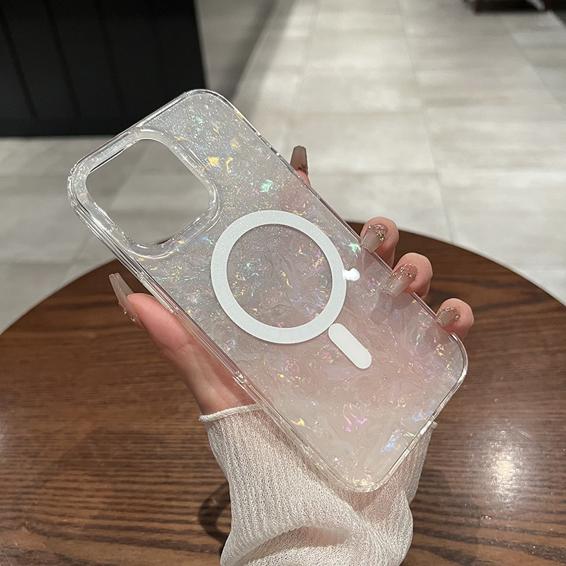 umj适用于iPhone18pro手机壳闪粉贝壳纹16pm女款17Air苹果15proMax磁吸充电14小众高级感13全包防摔12保护套