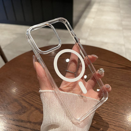 umj适用于iPhone16pro手机壳超薄硬壳16pm磁吸无线充电苹果14proMax透明新款13大孔镜头12全包防摔保护套男女