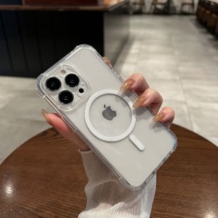 15pro手机壳新款 umj 磁吸充电 透明四角气囊防摔适用iphone15 14苹果13proMax简约风12全包防摔保护套男女