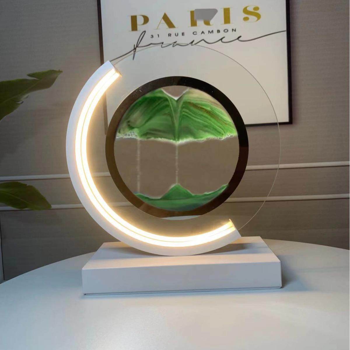 国风山水流沙画摆件创意沙漏办公桌客厅卧室轻奢灯家居酒柜装饰品