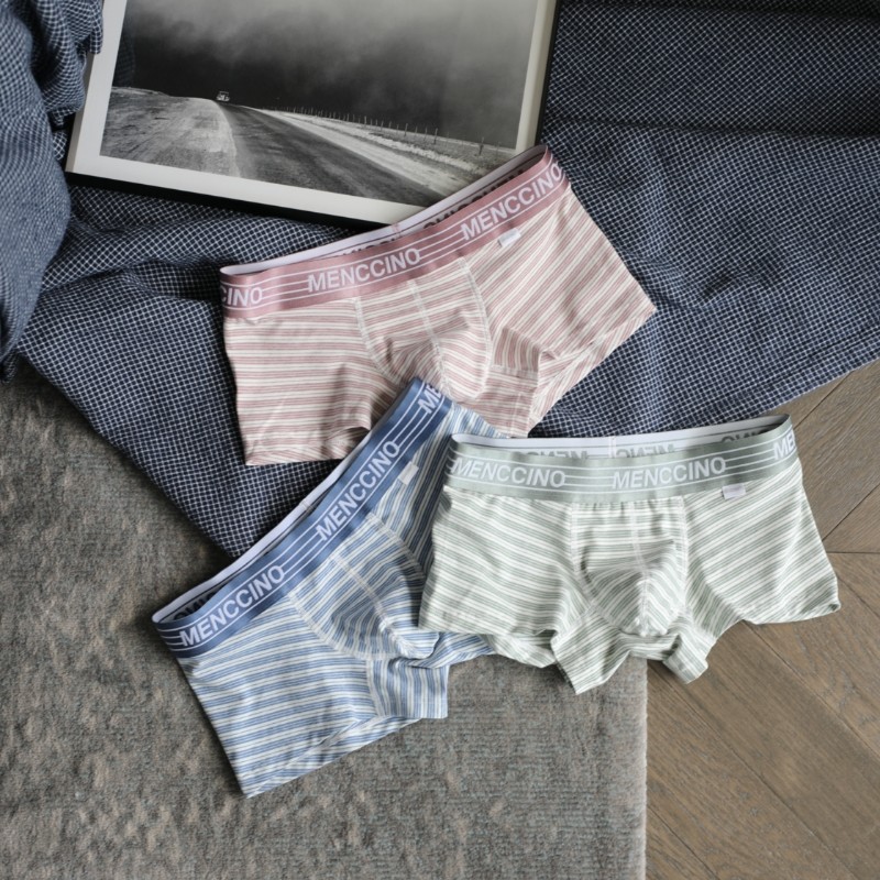 内裤男士纯棉条纹四角裤舒适透气运动夏季平角裤头男生薄款裤衩