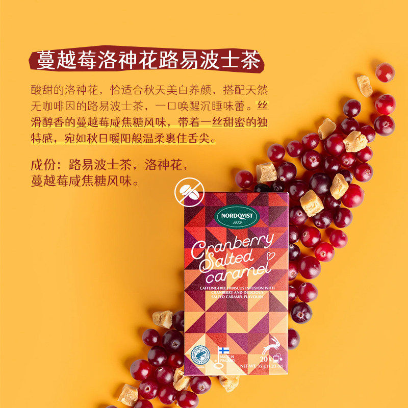 芬兰进口暖达芬Nordqvist圣诞节伴手礼红茶肉桂袋泡茶路易波士茶