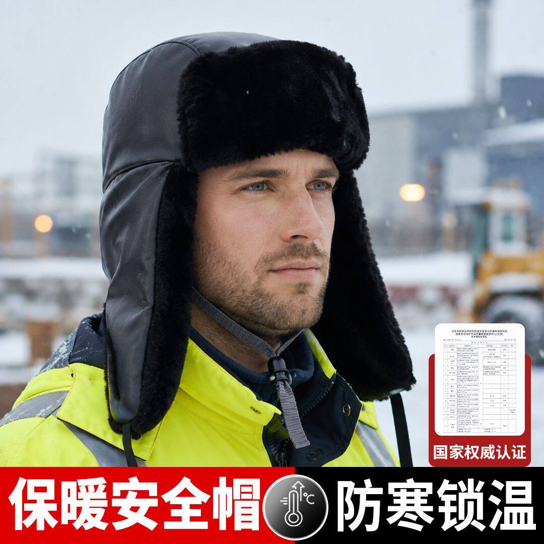 工地防寒棉安全帽加长护耳保暖棉帽冬季户外工人作业防砸安全帽