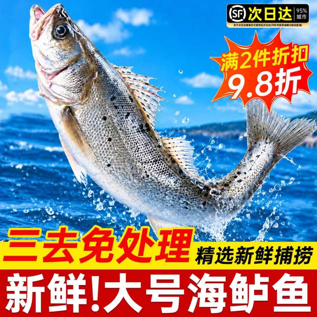海鲈鱼开背新货鲜冻冷冻鲜活清蒸海卢鱼水产烤鱼半成品商用