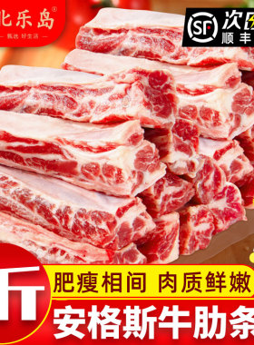 安格斯牛肋条雪花牛肉新鲜烧鸟烤肉食材进口冷冻牛腩生鲜现切商用