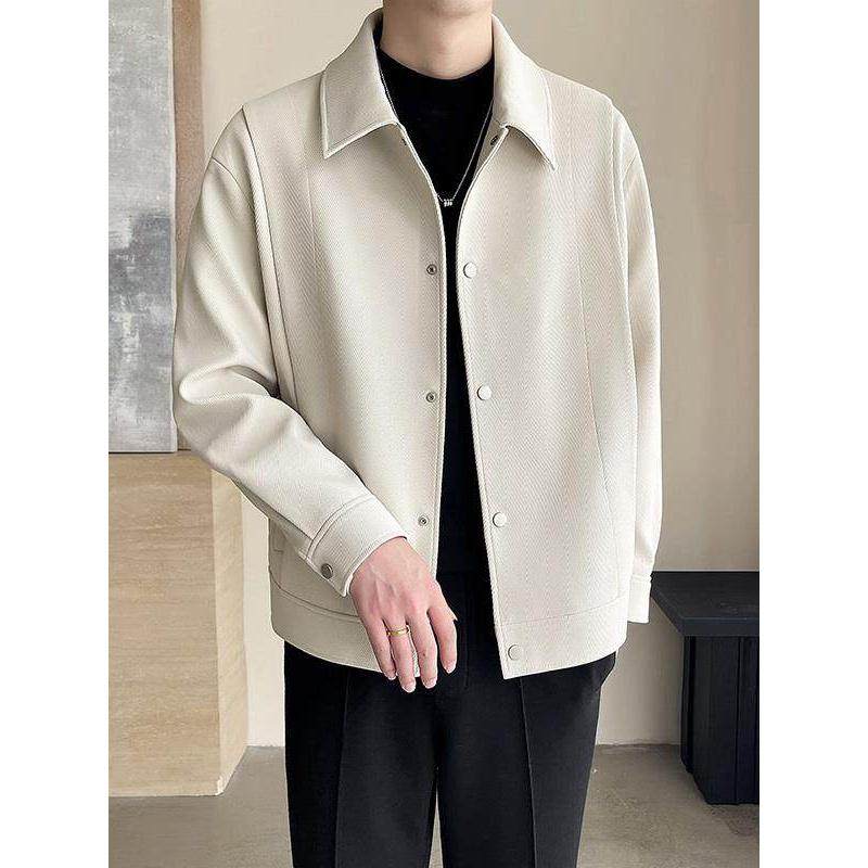 高级感翻领夹克外套男春秋新款轻奢潮流男装宽松痞帅休闲男士上衣