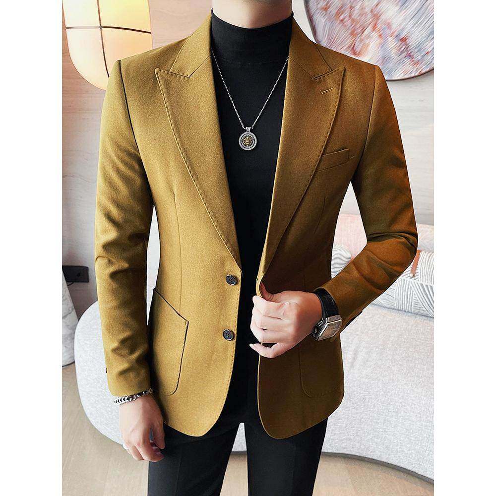 潮流英伦风修身西装外套男秋季2025新款高级感帅气休闲商务小西服