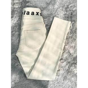 韩国米白色牛仔裤女春秋加绒高腰紧身弹力小脚裤修身显瘦铅笔裤子