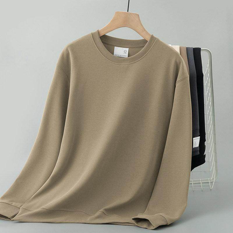 320g重磅卫衣男春秋冬保暖加绒加厚纯色圆领无帽套头长袖t恤男士