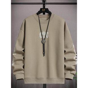 潮流刺绣卫衣男款春秋季2025新款百搭宽松长袖t恤男士休闲打底衫