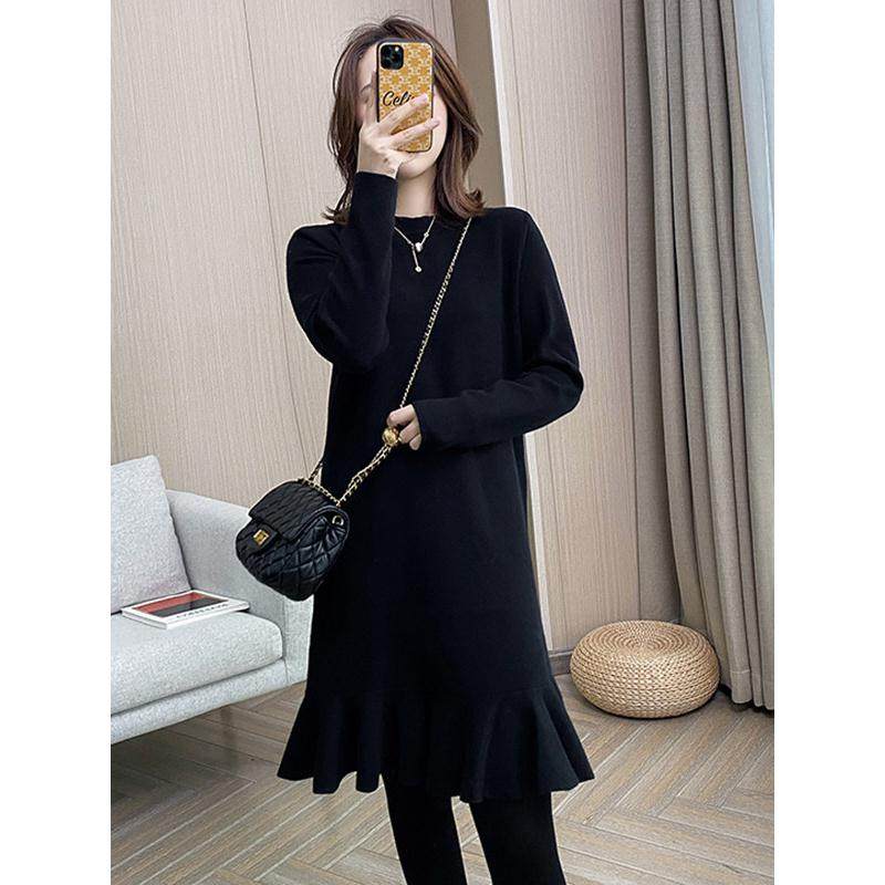 MUAMY秋冬新款赫本小黑裙简约别致鱼尾设计感内搭打底针织连衣裙,女装/女士精品,连衣裙,淘宝优惠券,粉丝福利购,淘宝优惠卷