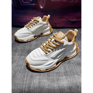 潮牌老爹鞋男秋冬款2025新款厚底增高高级感冬季加绒运动休闲男鞋