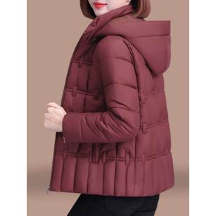 中年妈妈连帽棉服女2025冬季新款高级感洋气保暖外套羽绒棉衣棉袄