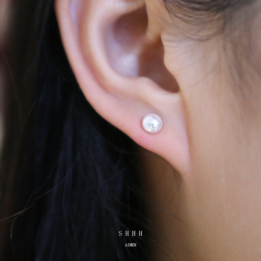 SHHH天然小珍珠S925纯银耳钉