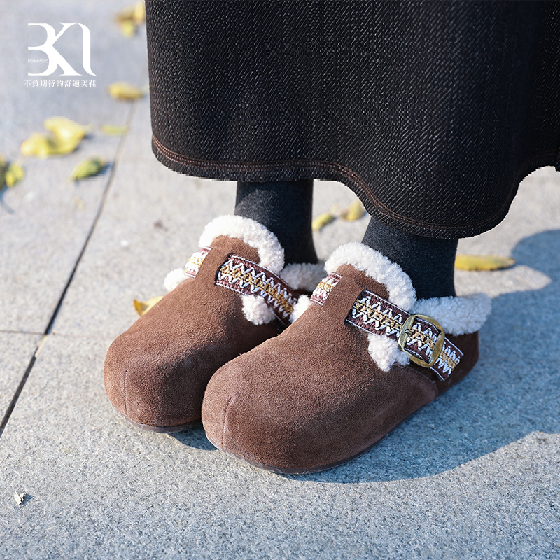 BAKERLOO民族带绒毛勃肯女鞋YQ229