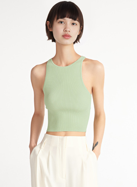小着暖冬 TK5 浪峰绿色紧身短款工字背心 黄金比例 叠穿设计 生机