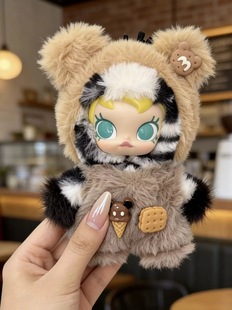 泡泡玛特马力全开茉莉molly收款开心马娃衣帽子新年搪胶10cm衣服